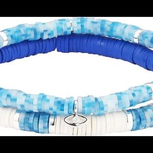 🎁SALE‼️🧿🆕 LA ROCKS Evil Eye blue & white Beaded Charm Stretch Bracelets